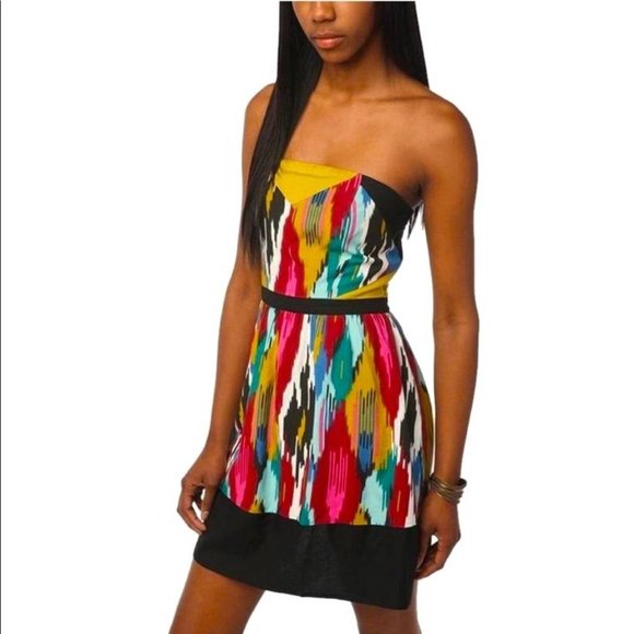 silence + noise Dresses & Skirts - Urban outfitters SIlence & Noise Ikat Bright Bohemian strapless Dress Size Small